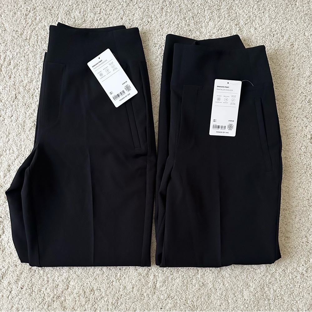 Woman’s Lot of 2 Athleta Endless Pantalon Pants Black Size 4 New With Tags